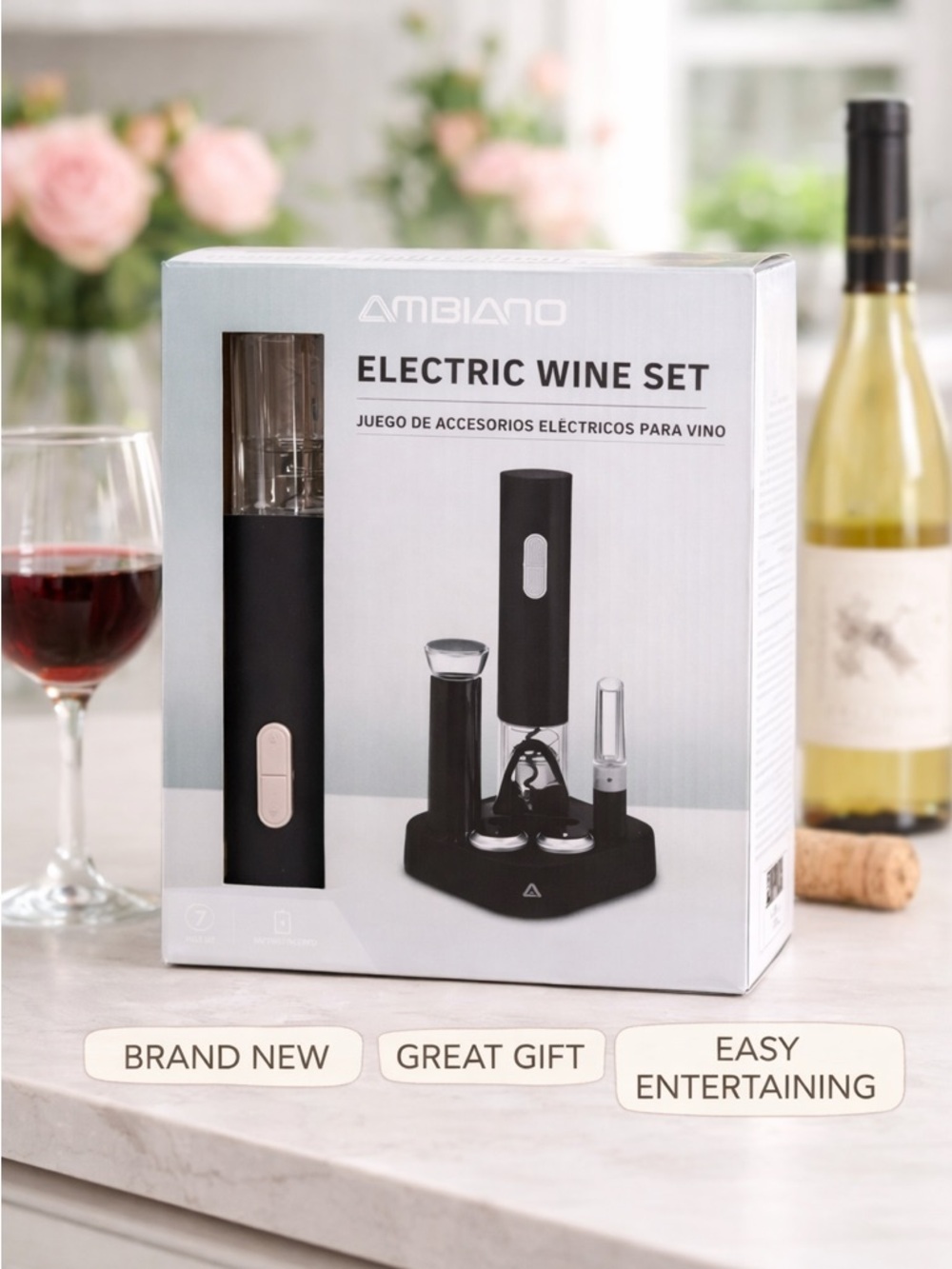 Electric Wine Opener Set w/ Accessories Gift Set New in Box